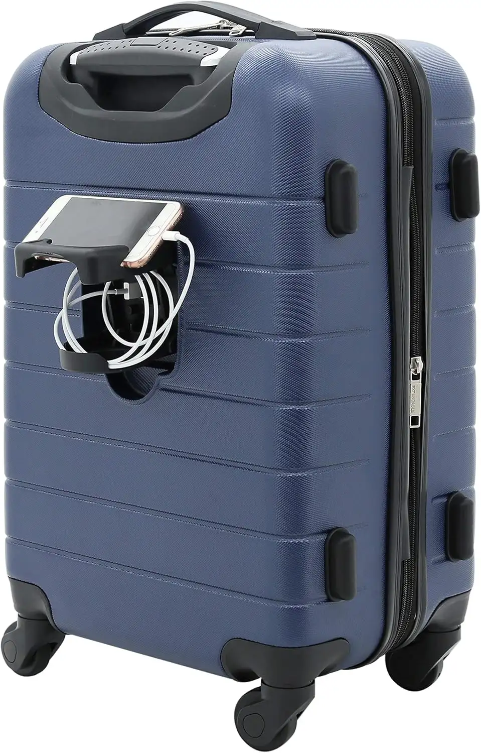 Wrangler Smart Luggage Set with Cup Holder and USB Port, Navy Blue, 20-Inch Carry-On - 81gwSuZyHNL._AC_SL1500_